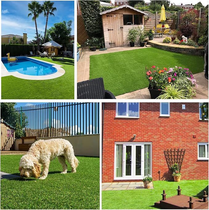 Artificial Grass Rug Outdoor Indoor 5FTX21FT Fake Grass Carpet Green Synthetic - Image 8