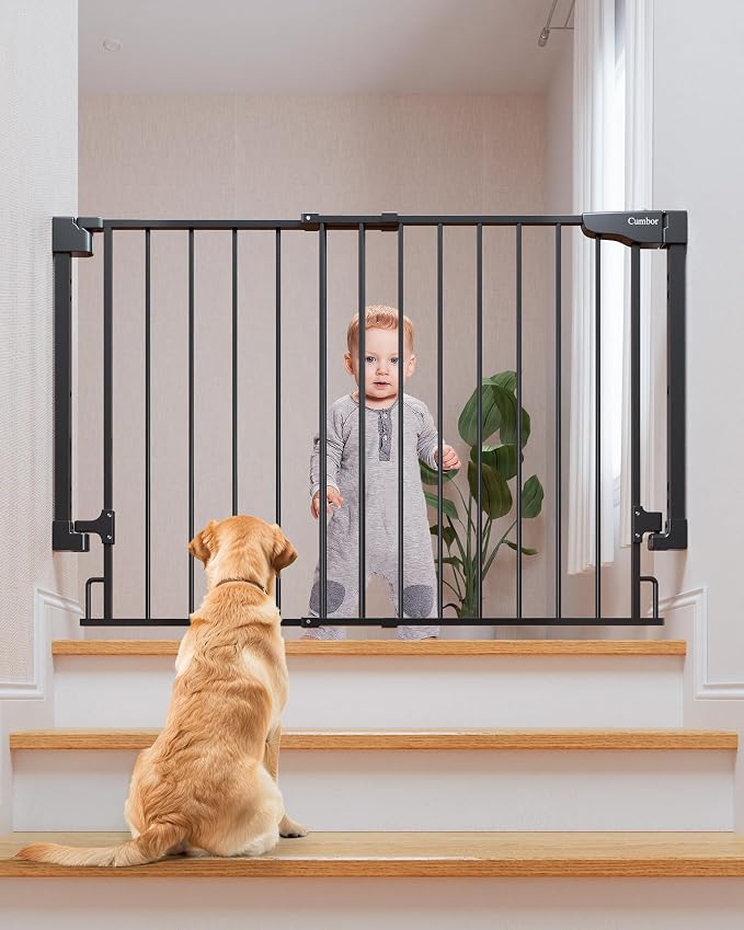 Cumbor 29.2–43" Baby Gate for Stairs, Wall-Mounted, Expandable No Bottom Bar by Cumbor