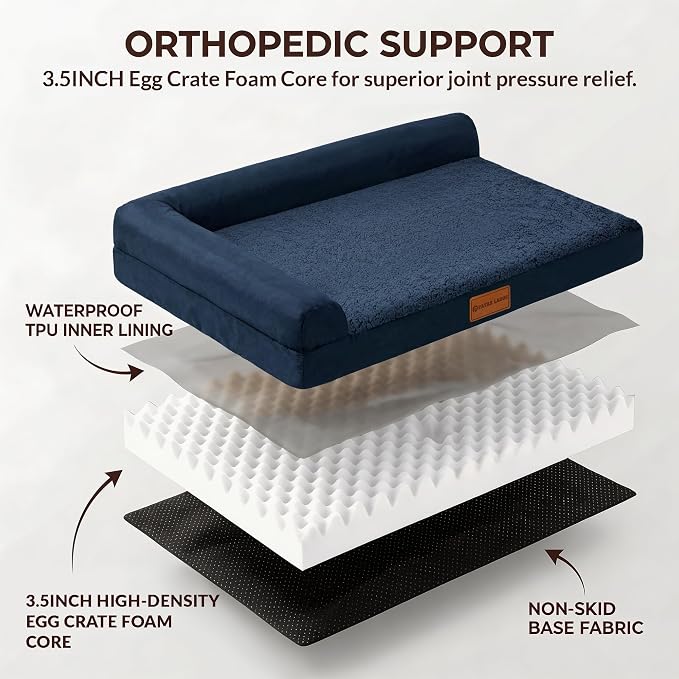 Patas Lague Orthopedic XL Dog Bed Large Sized Dog 42''X28'', Waterproof L - Image 5