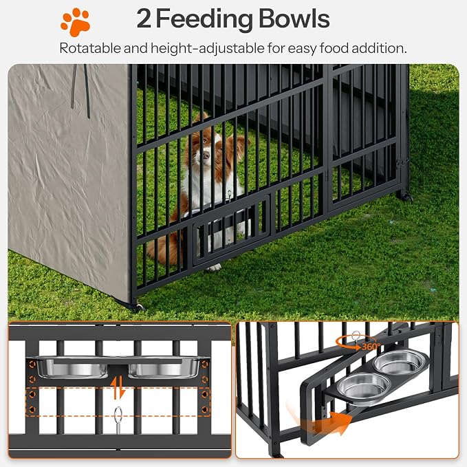 HOOBRO Outdoor Dog Kennel with Cover, 6.6 x 6.6 x 6.4 ft Dog Kennel Outside - Image 5