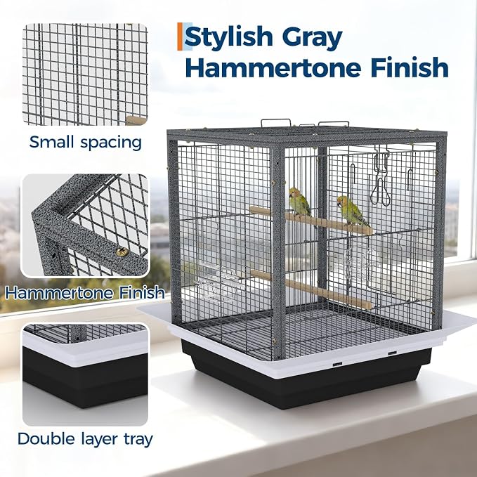 Garvee Small Bird Cage with Playground Stand, 20 Inch High Travel Bird Cage - Image 3