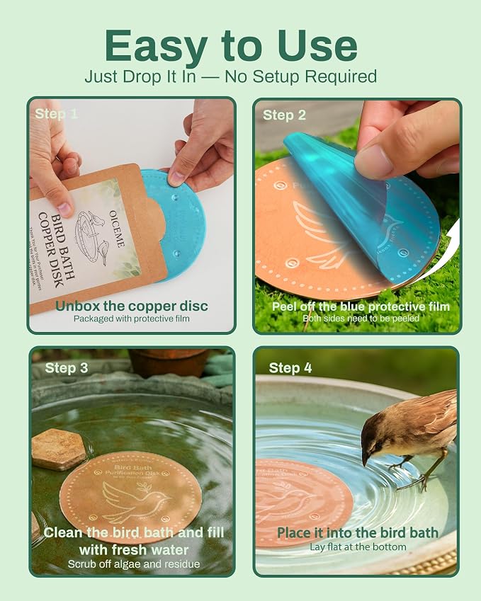 Bird Bath Purification Disk Pure Copper Outside Winter Solar Power Birdbath - Image 6