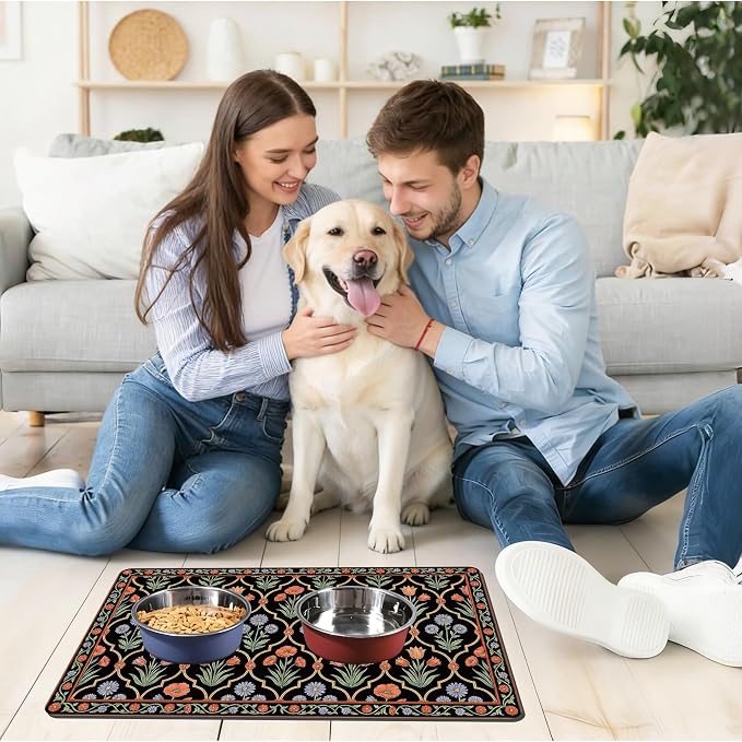 Pet Feeding Mat 24 x 16 Inch, Waterproof Non Slip Rubber Bowl Pad Mat - Image 4