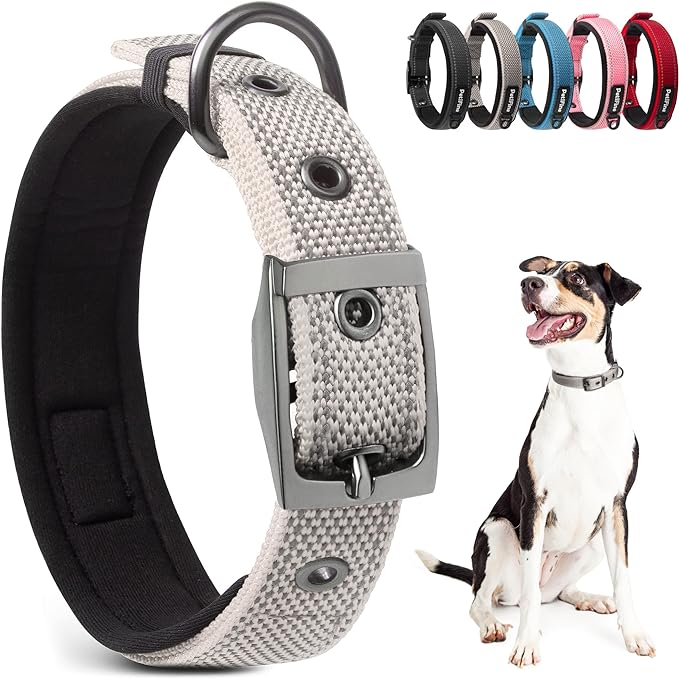 PetiFine Dog Collar for Large Dogs, Neoprene Padded and Adjustable, Reflective by PetiFine