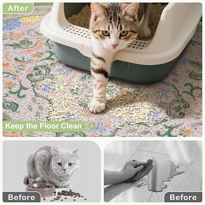 Bienbee Cat Litter Mat, Urine and Water Proof, Bean-Green M - Image 2