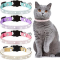 Weewooday 4 Pieces Rhinestones Cat Collars Breakaway Cat Collar by Weewooday