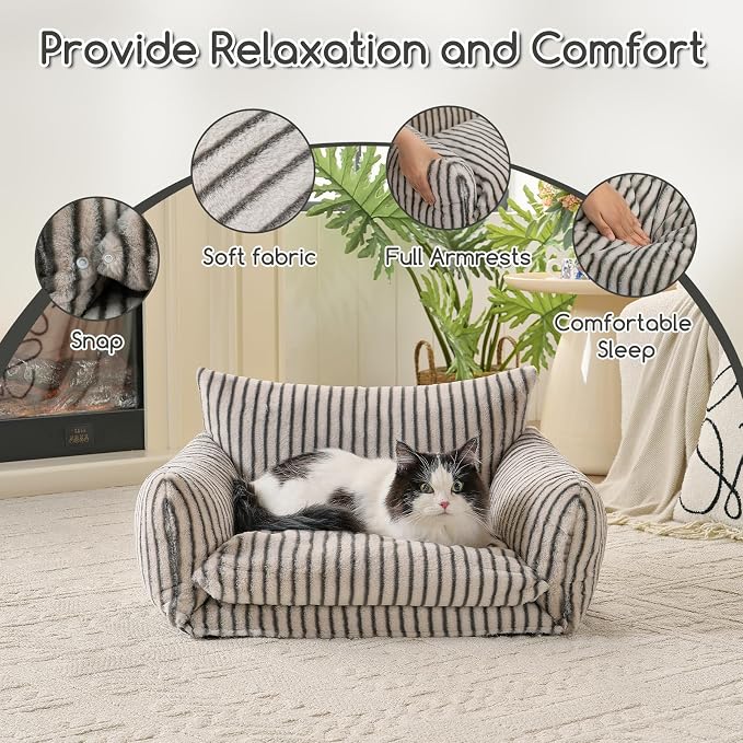 Hollypet Cat Bed Fluffy Plush Mutifuctional Double-Layer Soft Pet Couch - Image 6