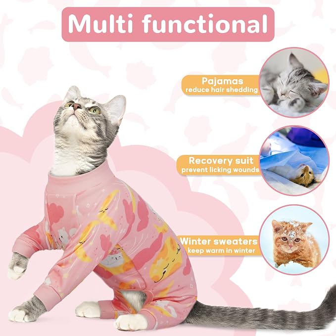 PUMYPOREITY Cat Recovery Suit, Stops Wound Licking After Surgery, Sticky Hair - Image 3