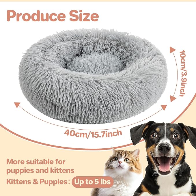 Cat Bed - Calming Cat Bed for Small Kittens Donut Washable Round for Indoor - Image 2