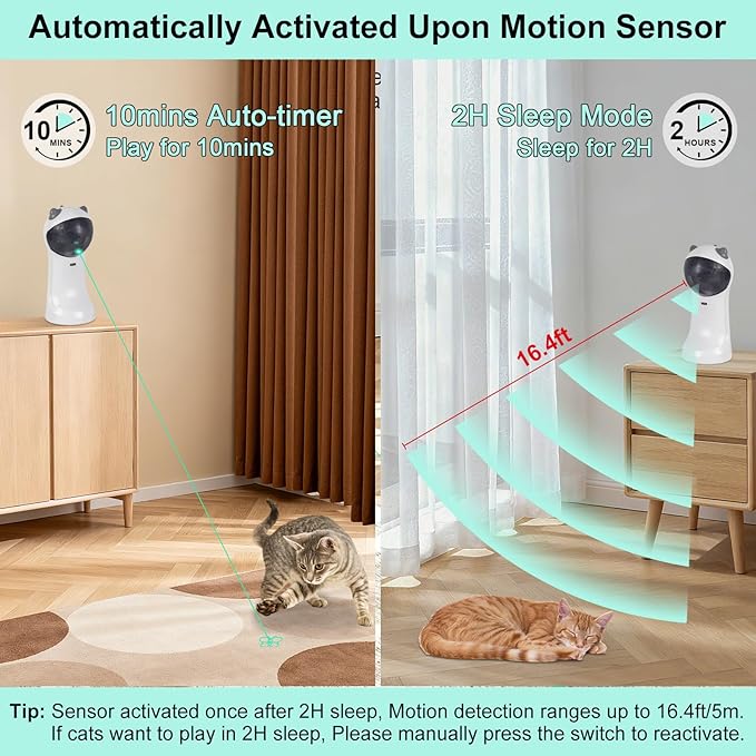 TBTeek Cat Toy, Automatic Motion-Activated, 5 Fun Patterns, 4 Speed Modes - Image 5