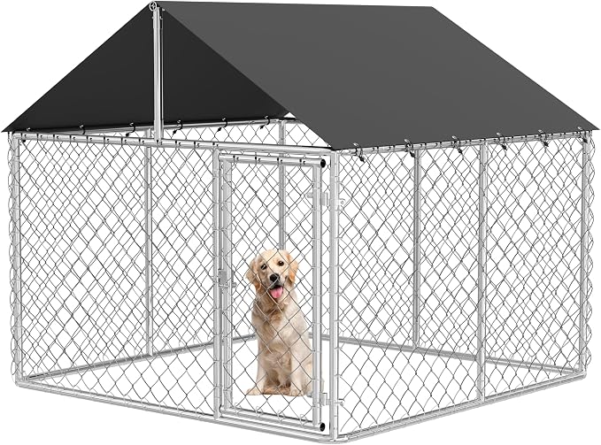 Outdoor Dog Enclosure Heavy Duty Dog Kennel House Mesh Dog Big Cage Pet Kennel by Petony