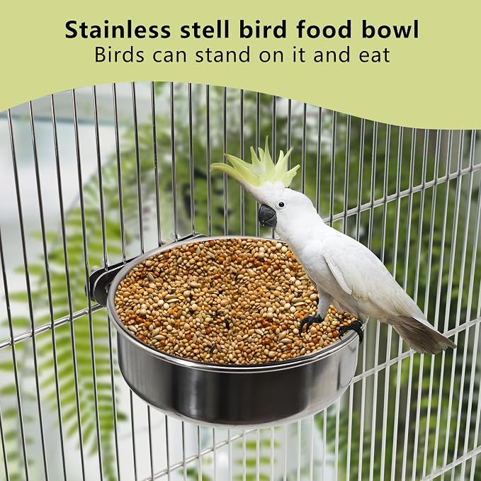 4 Pcs Medium Bird Feeding Dish Cups, Parrot Food Bowl Cage - Image 4