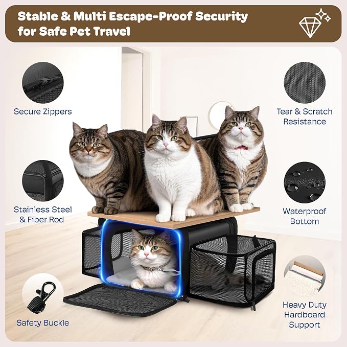 Top and 2 Sides Expandable Cat Carrier 18x13.5x9.5, TSA Airline Approved Dog - Image 5