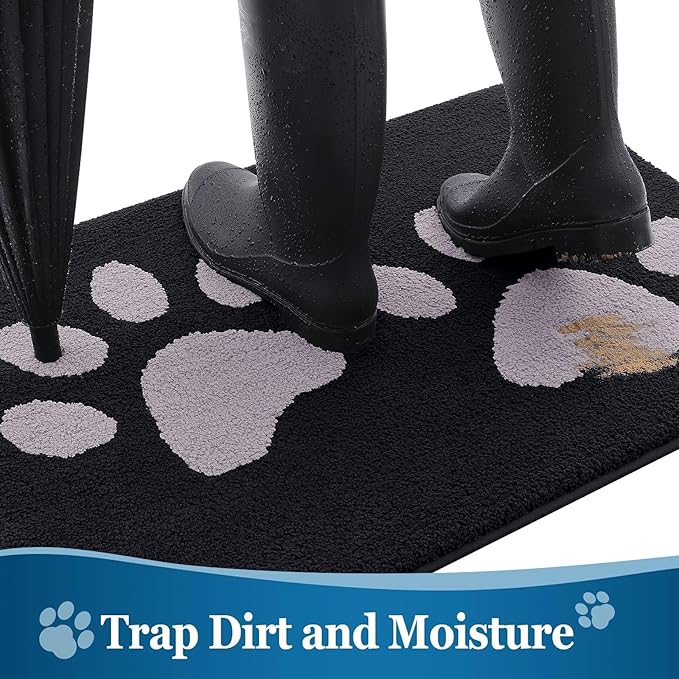 Buganda Dog Door Mat for Muddy Paws, Absorbent Dirt Trapper Washable Indoor - Image 3