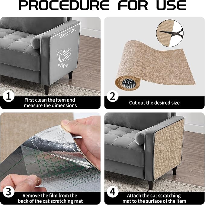 2 Pcs Total 78.8"x15.8" Cat Scratch Mat, Cat Scratch Couch Furniture Protector - Image 4