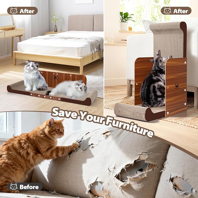 34 Inch Cat Scratcher Bed, Upgraded Cardboard Scratching Pad, Extra Large Cat - Image 5