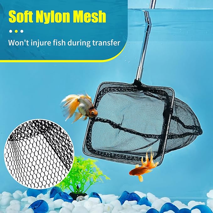 AQUANEAT Aquarium Net with Extendable Long Handle, Adjustable Wastes Skimming - Image 2