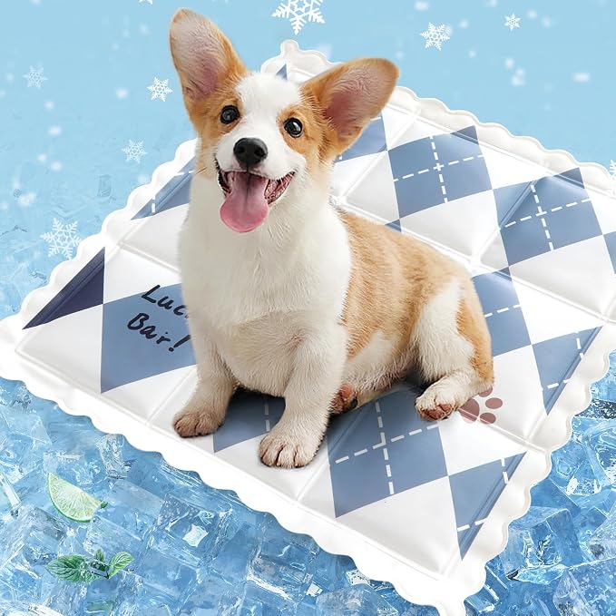 Dog Cooling Mat 13.7” x 13.7” Pet Summer Self-Cooling Pad by ZHAKKE