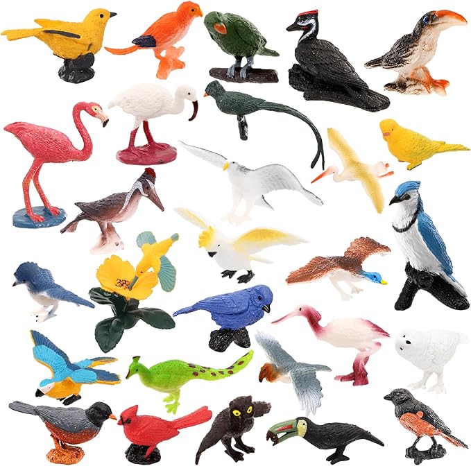 ZENFUN 29 Pieces Realistic Bird Animals Figurines, Mini Bird Model, Birds Cake by ZENFUN