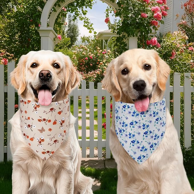 Spring Dog Bandanas XLarge 2PCS, 4 Pattern Summer Floral Scarf - Image 4