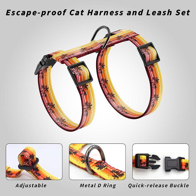 Cat Harness and Leash Set, Adjustable Kitten Harness Escape Proof Cats Harness - Image 4