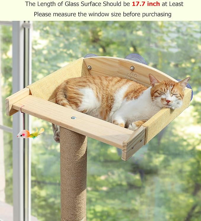 Cat Window Perch with Tall Scratching Posts, Inside 46" Climbing Tree Hammmock - Image 2