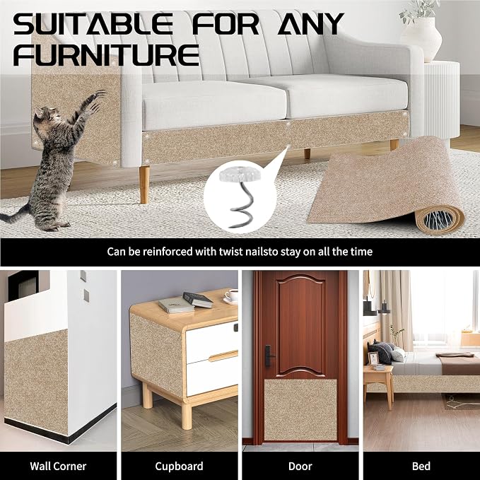 2 Pcs Total 78.8"x15.8" Cat Scratch Mat, Cat Scratch Couch Furniture Protector - Image 7