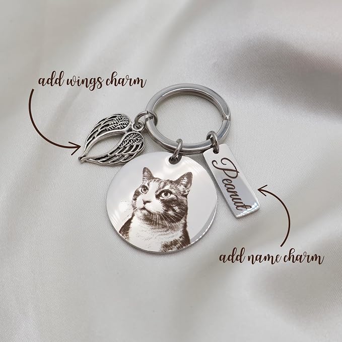 Personalized Pet Photo Engraved Keychain – Custom Dog or Cat Portrait Keepsake - Image 5