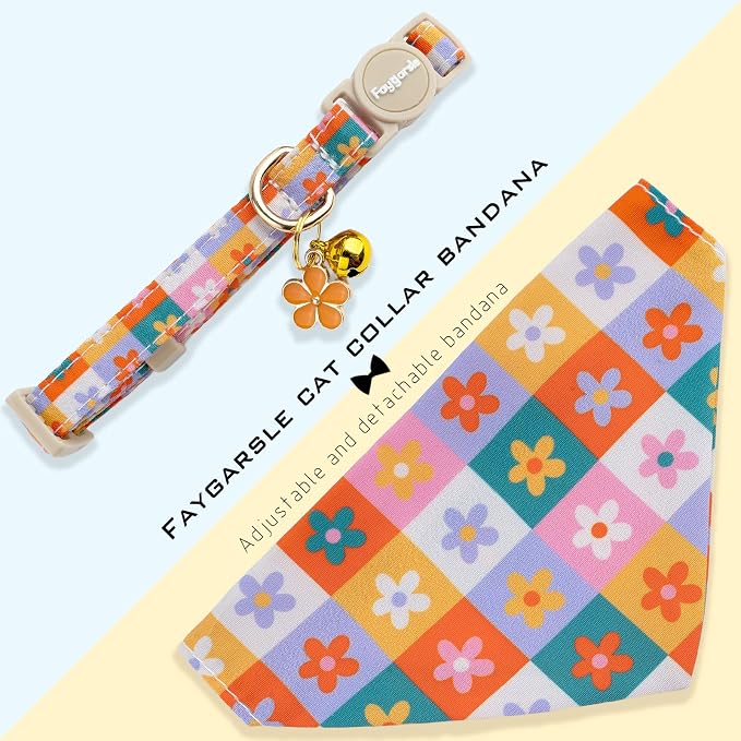 Faygarsle 2 Pack Floral Pattern Cat Collar Set - Image 6