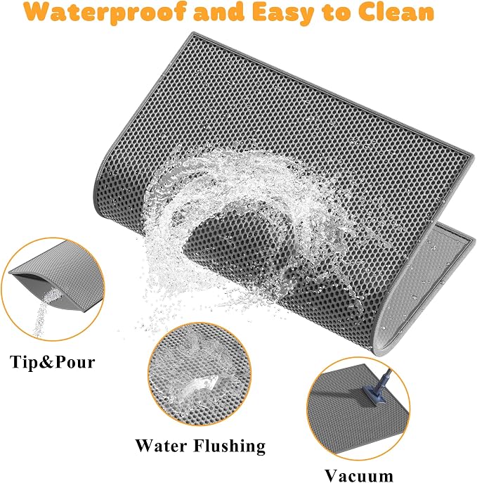 Pieviev 2 Packs Cat Litter Mat Double Layer Waterproof Urine Proof Trapping Mat - Image 7