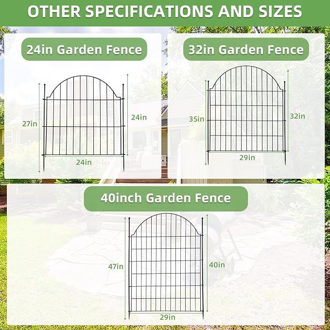 10 Panels No Dig Decorative Outdoor Garden Fence, 24in x20ft Animal Barrier - Image 7