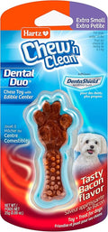 Hartz Chew 'n Clean Dental Duo Bacon Flavored Dental Dog Chew Toy and Treat by Hartz