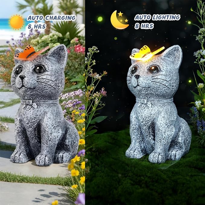 Solar Cat Garden Statues Outdoor Decor - Image 4