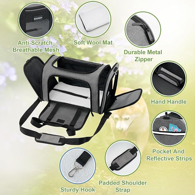 Soundy Large Cat Carrier Dog Carrier Under 25 Lbs, Collapsible Ventilated - Image 4