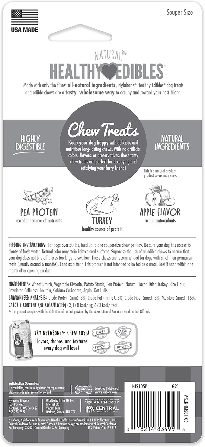 Nylabone Healthy Edibles Natural Dog Chews, Long Lasting Bones - Image 9