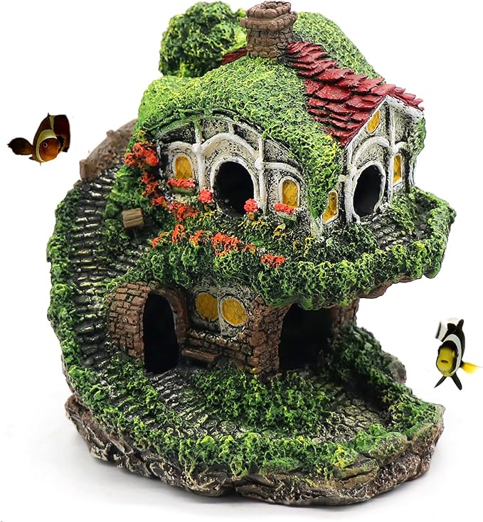 Aquarium Decor Hideaway Cave, Betta Fish Tank House Accessories by relaqcc