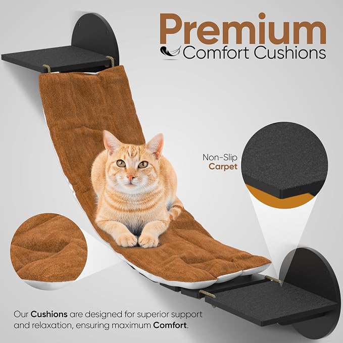 FURRY VIBES Cat Wall Shelves & Perches – 7-in-1 Cat Wall Furniture Set - Image 5