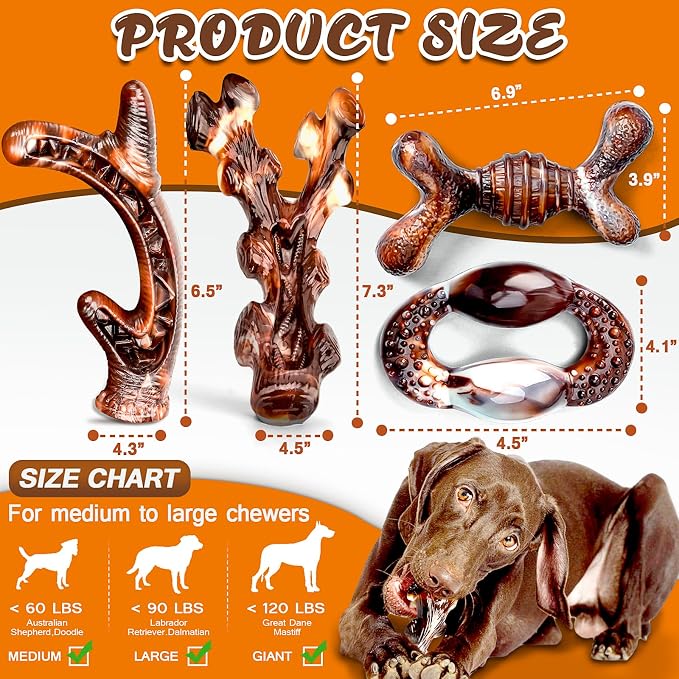 Dog Chew Toys for Aggressive Chewers 4 Pack, Indestructible Dog Toys, Bacon - Image 6