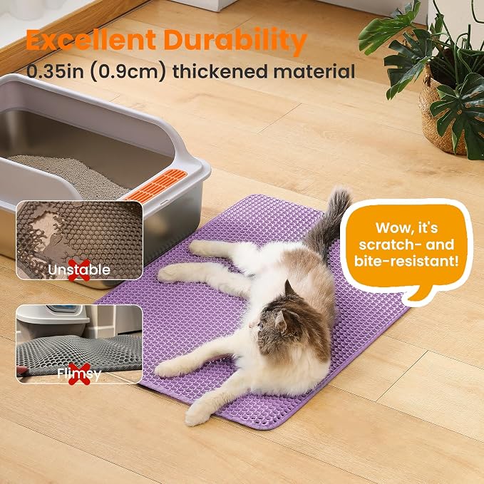 Extra Large Cat Litter Mat, 30x22 Inches Honeycomb Double Layer Cat Litter - Image 6
