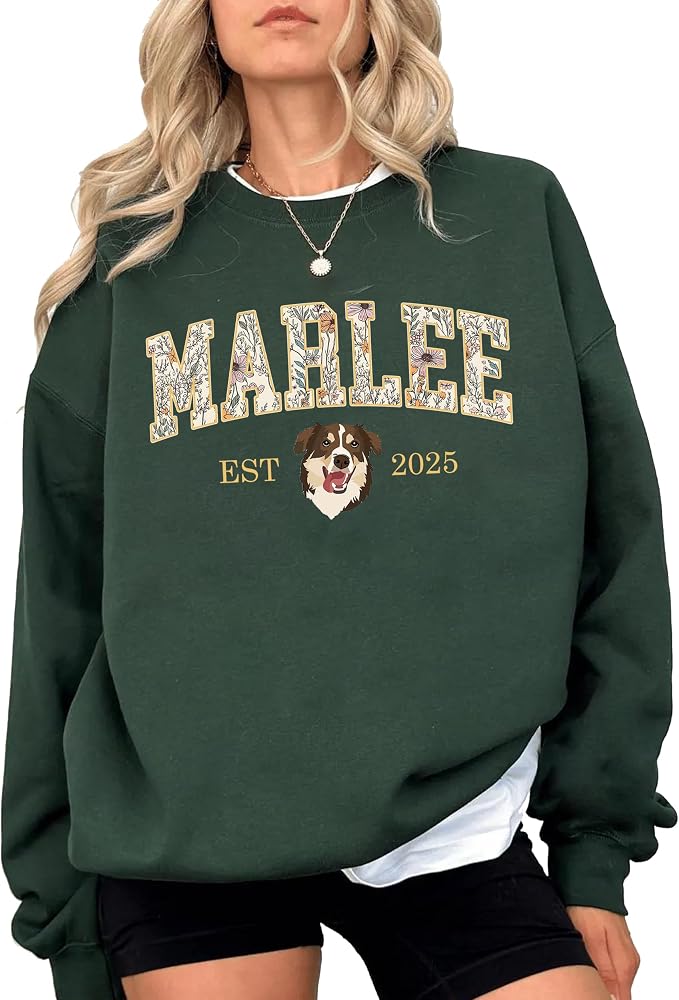 Custom Pet Sweatshirts with Photo and Name, Personalized Dog Sweatshirt by Unknown