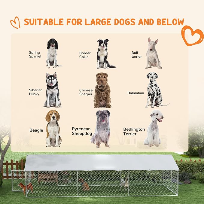 PawHut Outdoor Dog Kennel, Heavy Duty Dog Run Outdoor Fence - Image 3