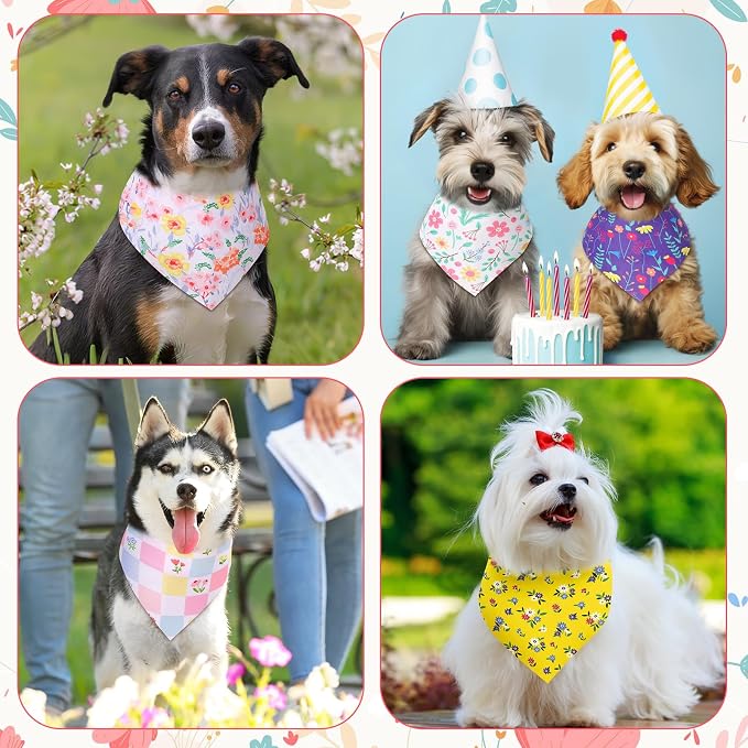 Reginary 120 Packs Spring Dog Bandanas Bulk Flower Dog Scarf Adjustable Holiday - Image 6