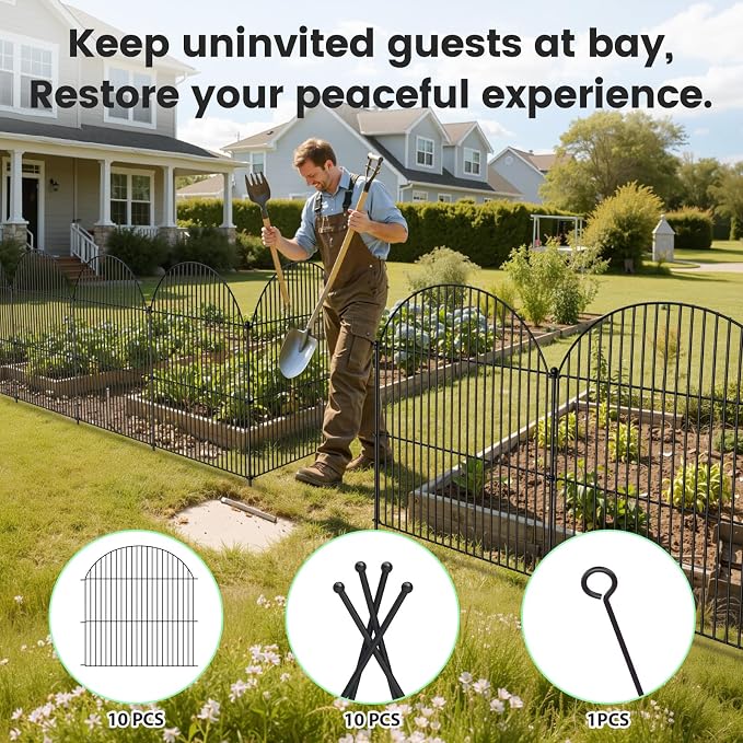 10Pcs No Dig Garden Fence, 40in/24ft Rustproof Metal Dog Fence Outdoor - Image 6
