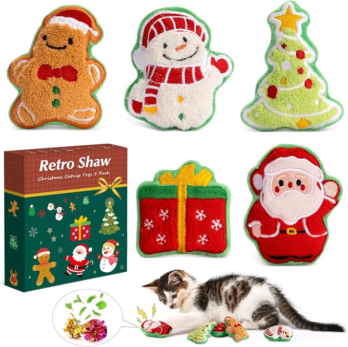 Retro Shaw Christmas Cat Toys, Xmas Catnip Toys by RetroShaw