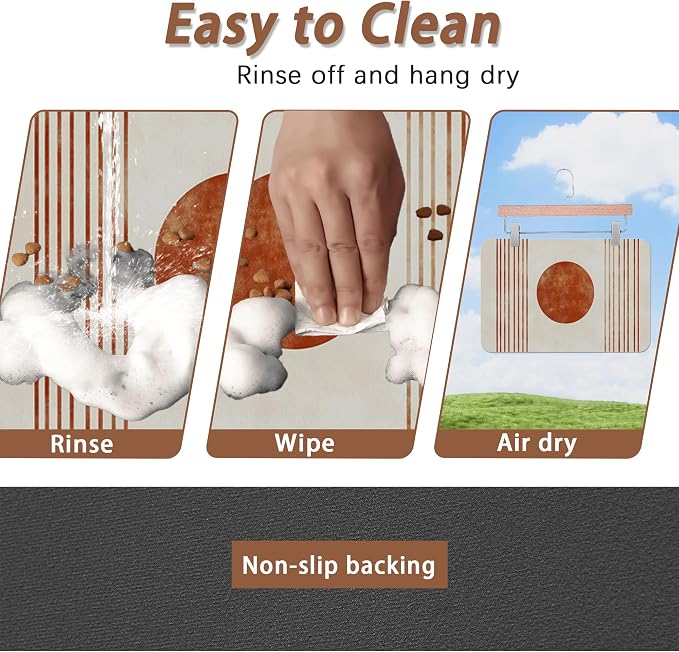 Sun Boho Dog Food Mat for Floors, Absorbent Quick-Dry Pet Feeding Mat, Cat Dog - Image 4