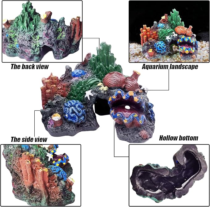 Tfwadmx Aquarium Coral Decoration Resin Fish Tank Hiding Mountain Cave Betta - Image 6