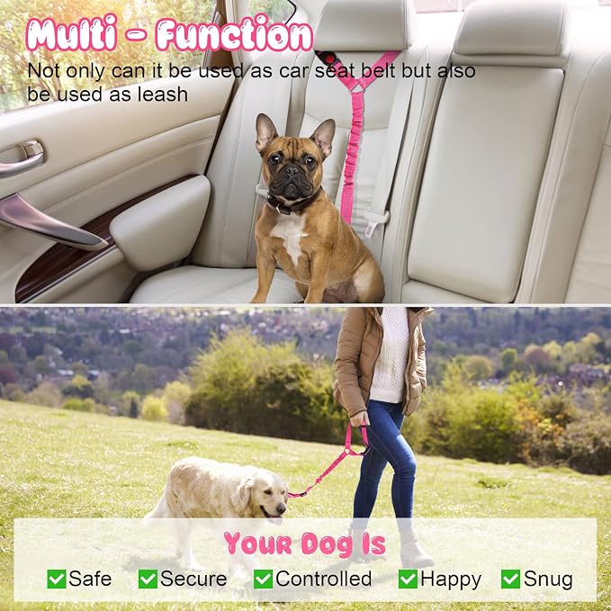 BWOGUE Pet Dog Cat Seat Belts, Car Headrest Restraint Adjustable Safety Leads - Image 6
