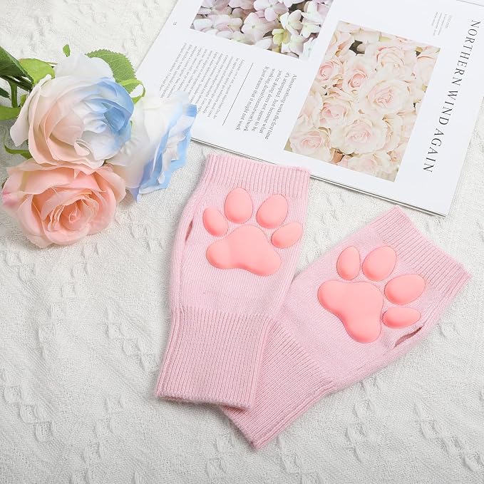 Nydotd Cat Paw Pad Mittens Gloves Kawaii Pink 3D Claw Fingerless Cute Cat - Image 6