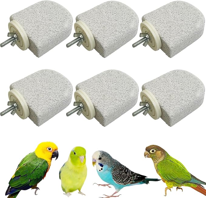 PINVNBY 6 PCS Bird Perch Bird Beak Grinding Stone Calcium Mineral Parrot Perch by PINVNBY