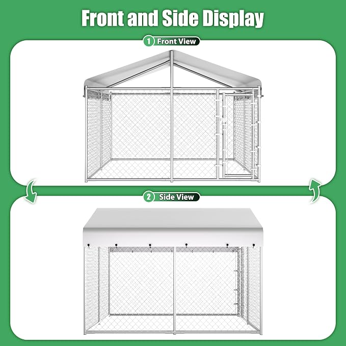 HITTITE Extra Large Outdoor Dog Kennel, Galvanized Chain Link Dog Runs - Image 7